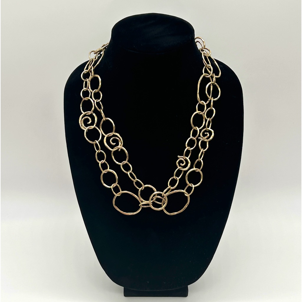 Sigrid Olsen Double Strand Gold Bronze Geometric Link Necklace 21